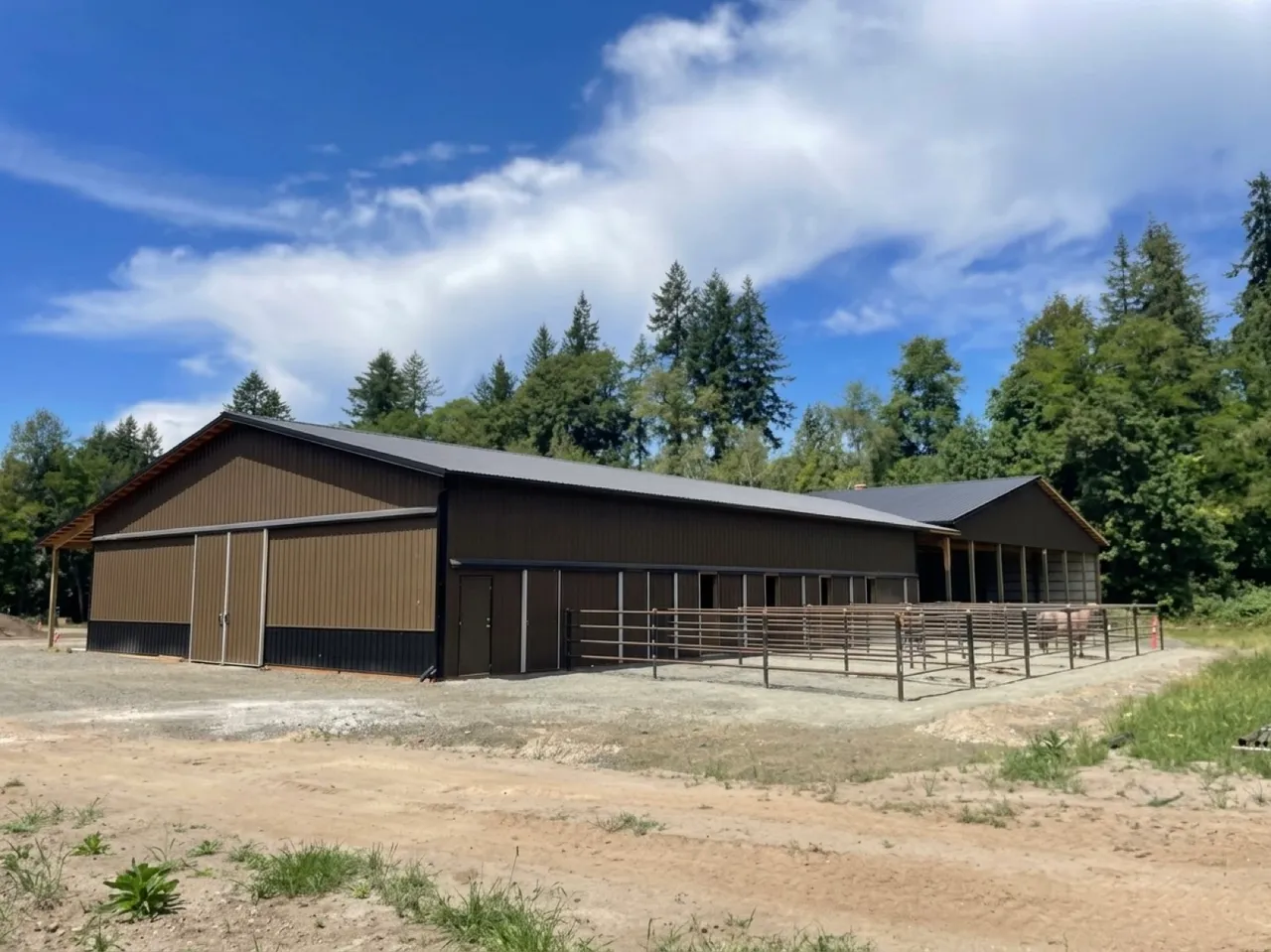 80×204 Arena, Stall Barn & Breezeway — Clackamas County, Oregon during construction